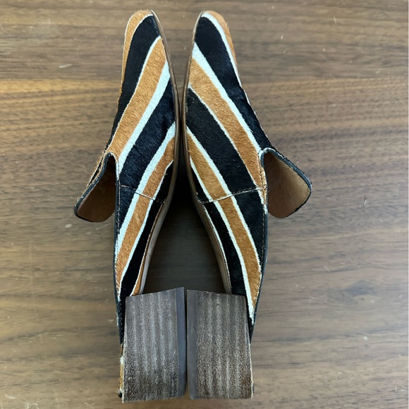 Madewell Willa Calf Hair Tan & Black Striped Loafer Mule Womens Size 6.5 - Picture 5 of 8